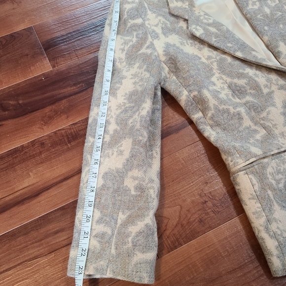 VTG 80 90s Gray Tapestry Damask Paisley Wool Single Button Satin Lined Blazer 10 - Picture 15 of 16